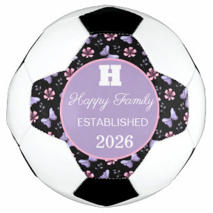 Bola De Futebol Borboleta Lavanda & Padrão Floral Rosa Sem Costura
