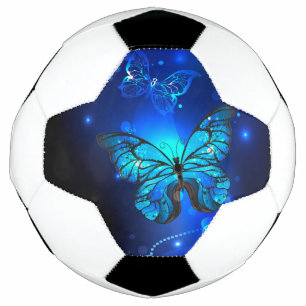 Bola De Futebol Borboleta Morpho no Fundo Escuro