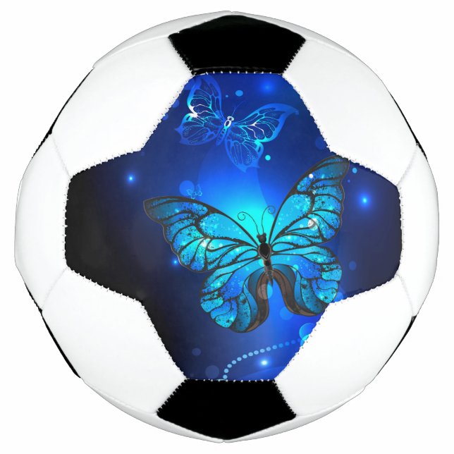 Bola De Futebol Borboleta Morpho no Fundo Escuro (Frente)