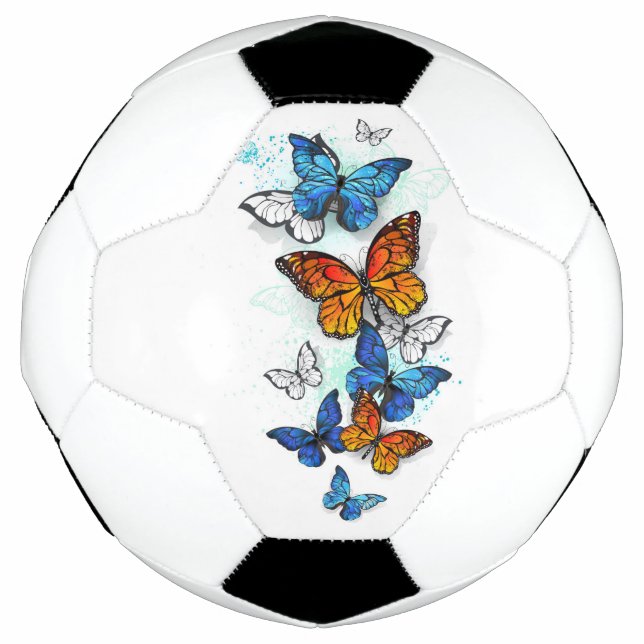 Bola De Futebol Borboletas voadoras Morpho e Monarca (Frente)