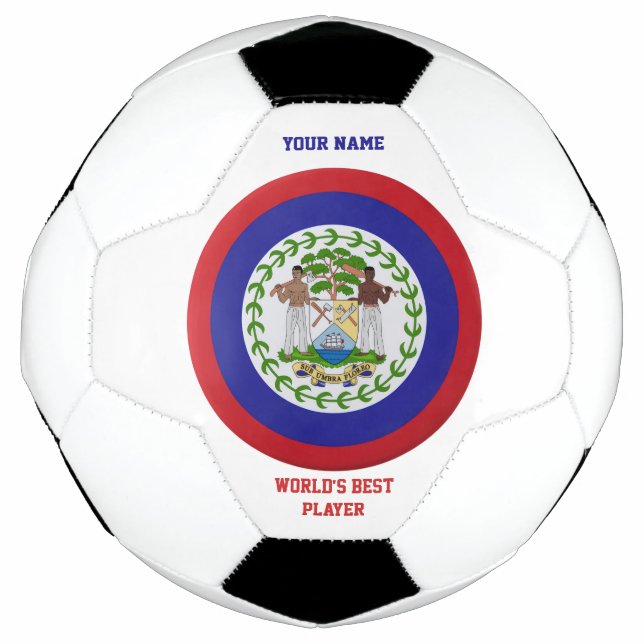 Bola De Futebol Brasão de Armas da Bandeira de Belize (Frente)