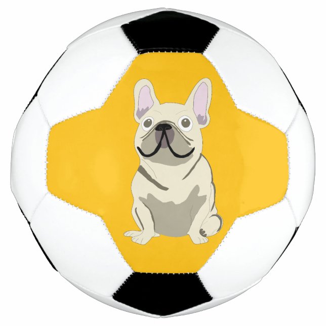 Bola De Futebol Bulldogue Francês Creme (Frente)
