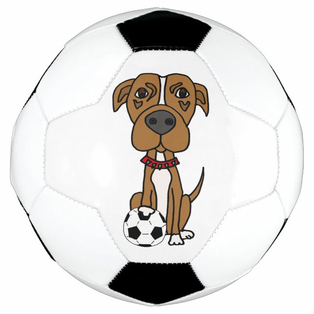 Bola De Futebol Cachorro Pitbulento Engraçado Jogando Futebol (Frente)