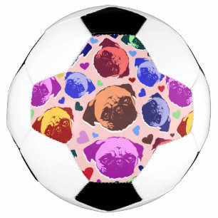 Bola De Futebol Cachorro Pug Filhote PopArt Estilo Retro