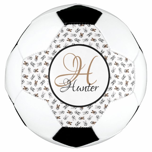Bola De Futebol Cachorros esportivos monogramados (Frente)