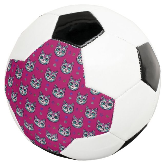 Bola De Futebol Calavera Cat Art Pattern (Três quartos)