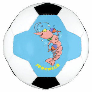 Bola De Futebol Camarão feliz e bonito, desenho animado