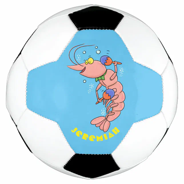 Bola De Futebol Camarão feliz e bonito, desenho animado