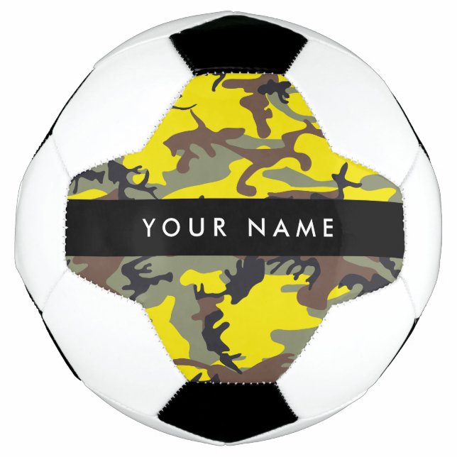 Bola De Futebol Camuflagem amarela e castanha Seu nome Personaliza (Frente)