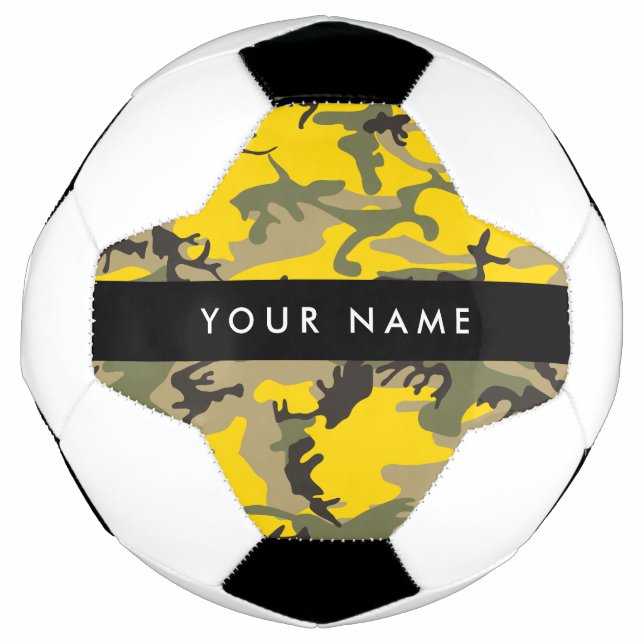 Bola De Futebol Camuflagem Amarela e Verde Seu nome Personaliza (Frente)