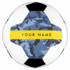 Bola De Futebol Camuflagem Azul Marinho Personalize seu nome