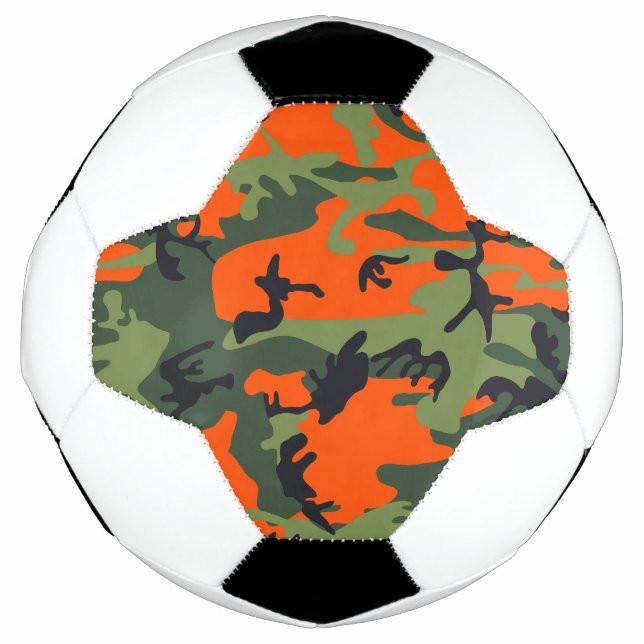 Bola De Futebol Camuflagem Laranja e Verde, Militar, Exército (Frente)