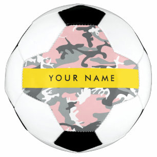 Bola De Futebol Camuflagem Rosa e Cinza Personalize seu nome