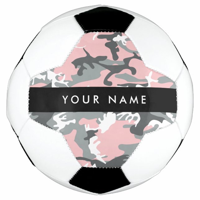 Bola De Futebol Camuflagem rosa e Cinza Seu nome Personaliza (Frente)