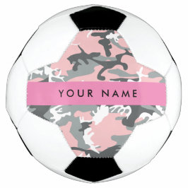 Bola De Futebol Camuflagem rosa e Cinza Seu nome Personaliza