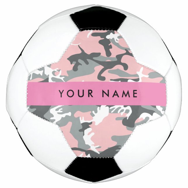 Bola De Futebol Camuflagem rosa e Cinza Seu nome Personaliza (Frente)