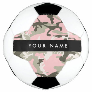 Bola De Futebol Camuflagem Rosa e Verde Personalize seu nome