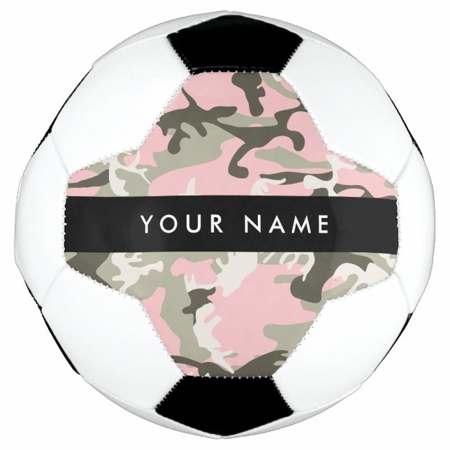 Bola De Futebol Camuflagem Rosa e Verde Personalize seu nome (Frente)
