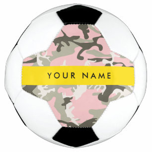 Bola De Futebol Camuflagem Rosa e Verde Personalize seu nome