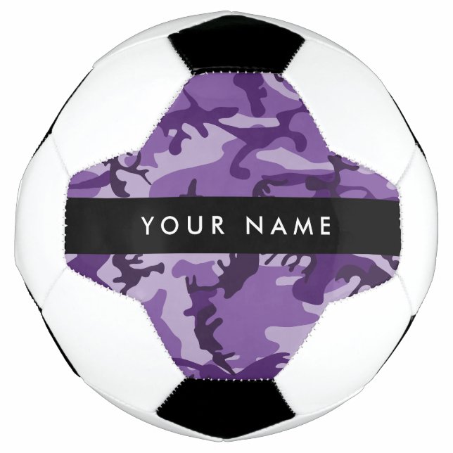 Bola De Futebol Camuflagem Roxa Seu Nome Personalize (Frente)