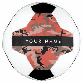 Bola De Futebol Camuflagem Vermelha e Castanha Seu nome Personaliz