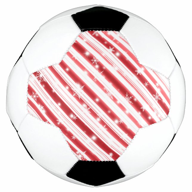 Bola De Futebol Cana doce com estrelas e flocos de neve (Frente)