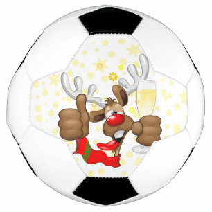 Bola De Futebol Caráter de Natal Engraçado do Bebado Reindeer