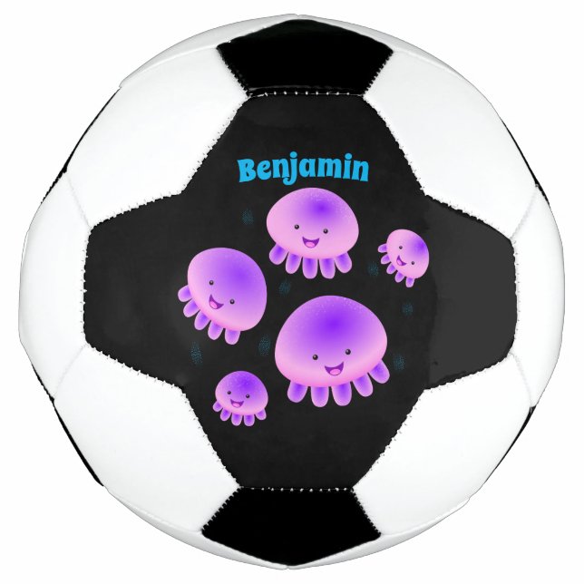 Bola De Futebol Cartografia de medusa-púrpura-rosa-branca kawaii (Frente)