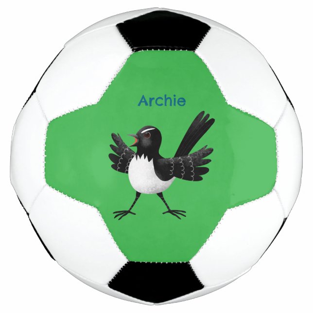 Bola De Futebol Cartoon australiano Willie Wagtail personalizado (Frente)