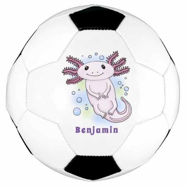 Bola De Futebol Cartoon axolotel rosa adorável (Frente)