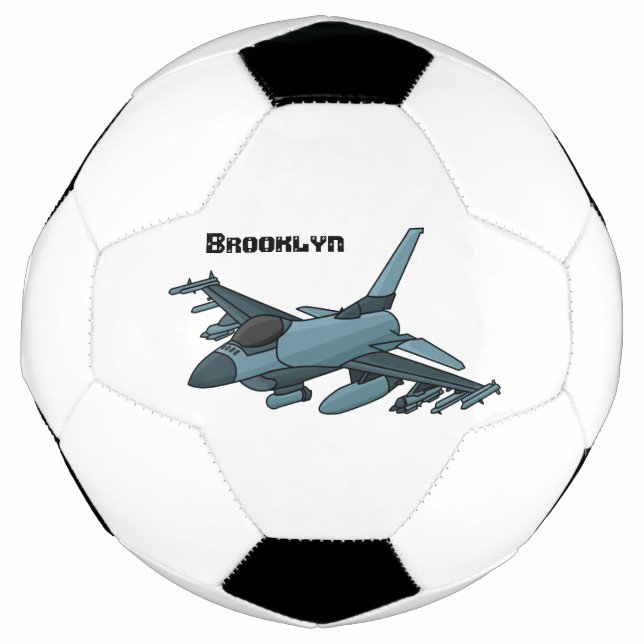 Bola De Futebol Cartoon de avião de combate militar (Frente)