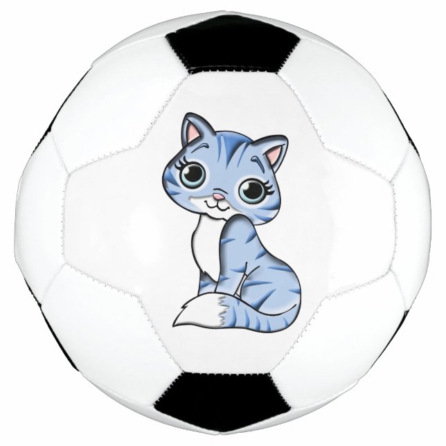 Bola De Futebol Cartoon de gato azul (Frente)