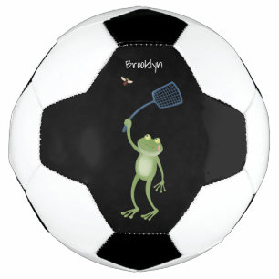 Bola De Futebol Cartoon de mosca verde-sapo engraçado