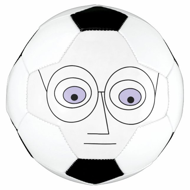 Bola De Futebol Cartoon Face Vestindo Óculos Design Hilariante (Frente)