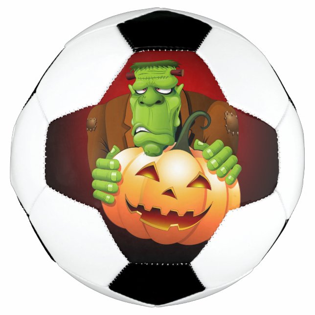 Bola De Futebol Cartoon Frankenstein Monster com Pumpkin (Frente)