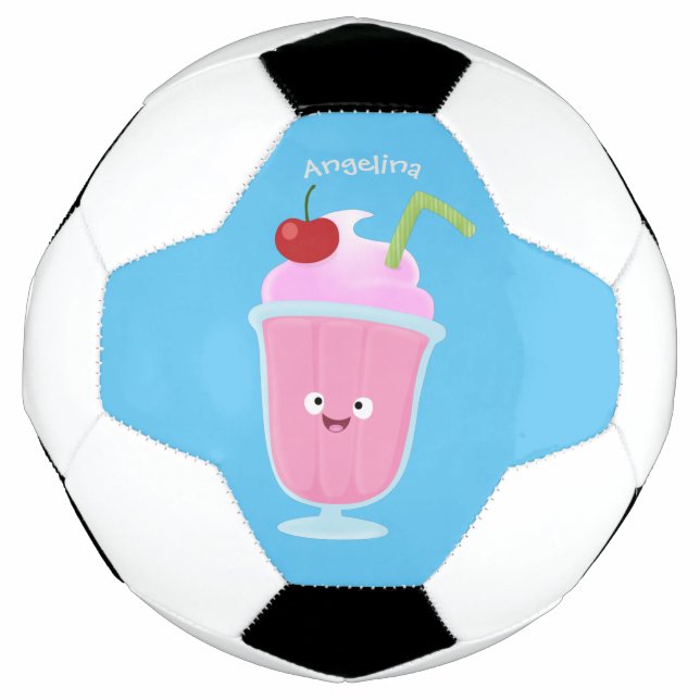 Bola De Futebol Cartoon sundae de sorvete de morango (Frente)