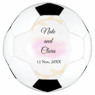 Bola De Futebol Casamento pintado à mão com aquarela bege rosa sim