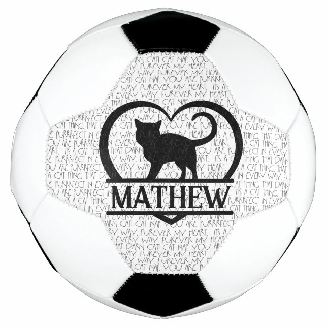 Bola De Futebol Cat Sayings and Silhouette Heart Split Monogram (Frente)