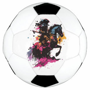 Bola De Futebol Cavalo de cavalaria de guerra na aquarela