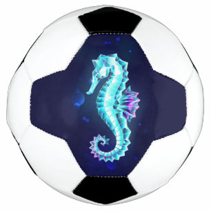 Bola De Futebol Cavalo de Gelo Cristal em Fundo Azul
