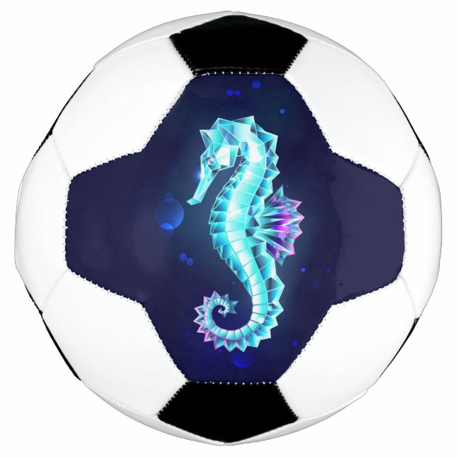 Bola De Futebol Cavalo de Gelo Cristal em Fundo Azul (Frente)