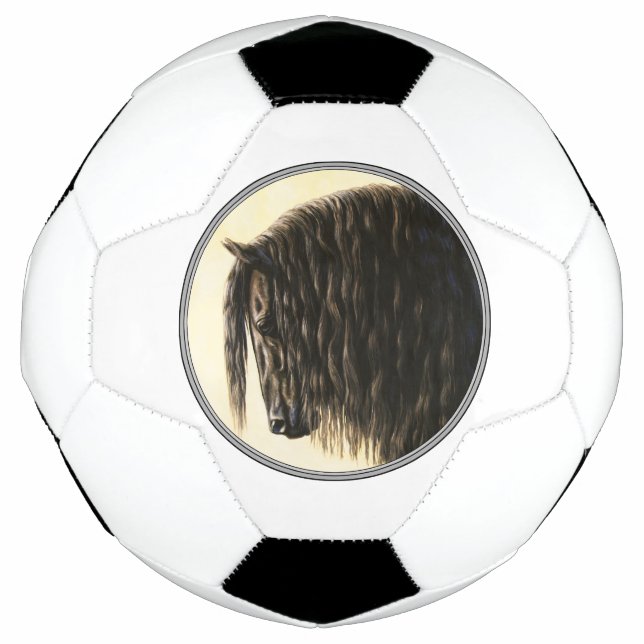 Bola De Futebol Cavalo de Rascunho Frísia Negro (Frente)