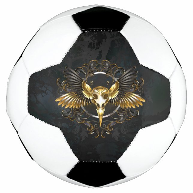 Bola De Futebol Caveira de ouro sobre fundo preto (Frente)
