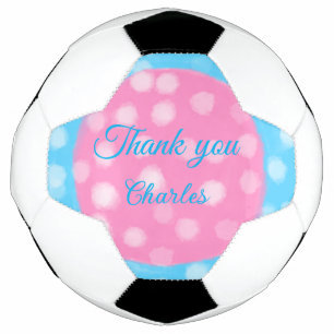 Bola De Futebol Céu rosa azul branco bolinhas de agradecimento adi