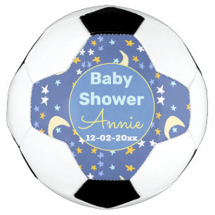 Bola De Futebol Chá de bebê azul marinho estrela lua adicionar nom