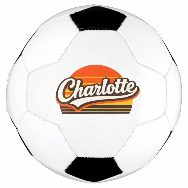 Bola De Futebol Charlotte Retro Sunset Personalized Name Design (Frente)
