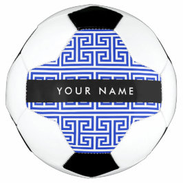 Bola De Futebol Chave Grega Meander H Blue, Seu Nome Personalizar