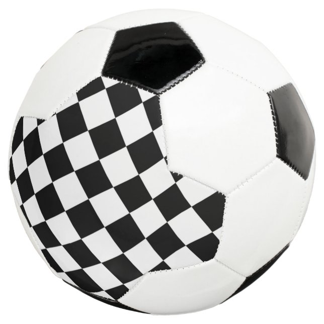 Bola De Futebol Checkerboard preto branco (Três quartos)