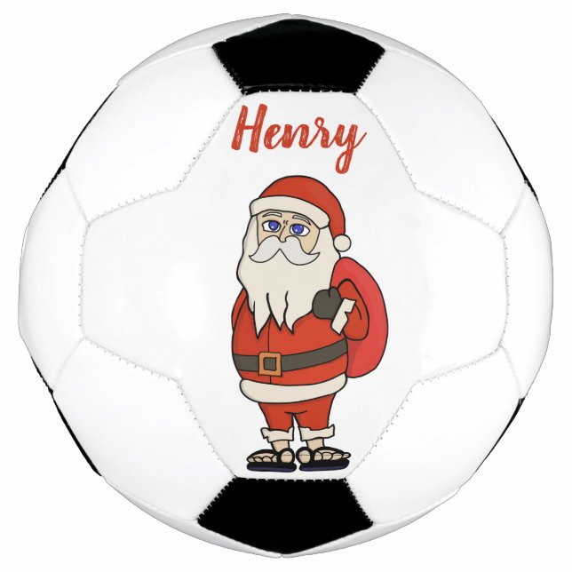 Bola De Futebol Chinelos de Natal do Papai Noel Personalizado (Frente)