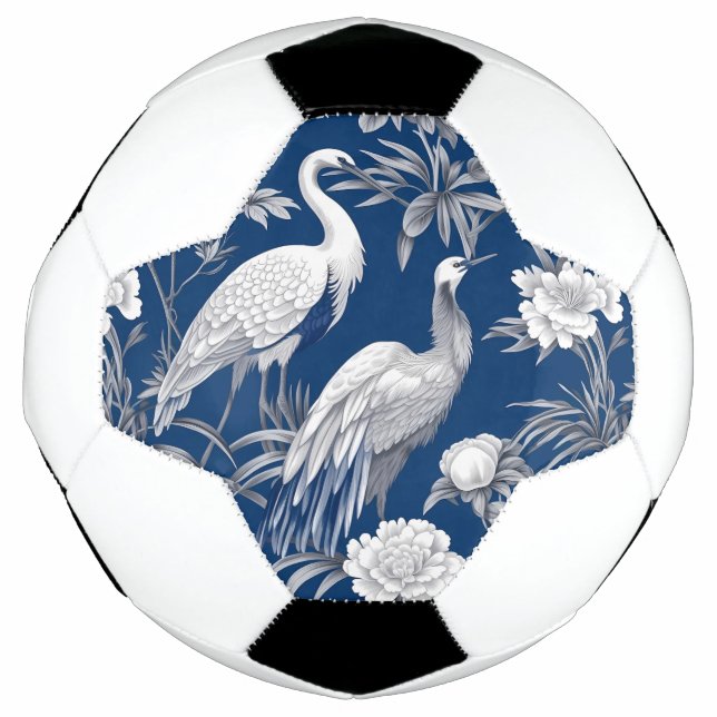 Bola De Futebol Chinoserie azul e branca Design 7 (Frente)